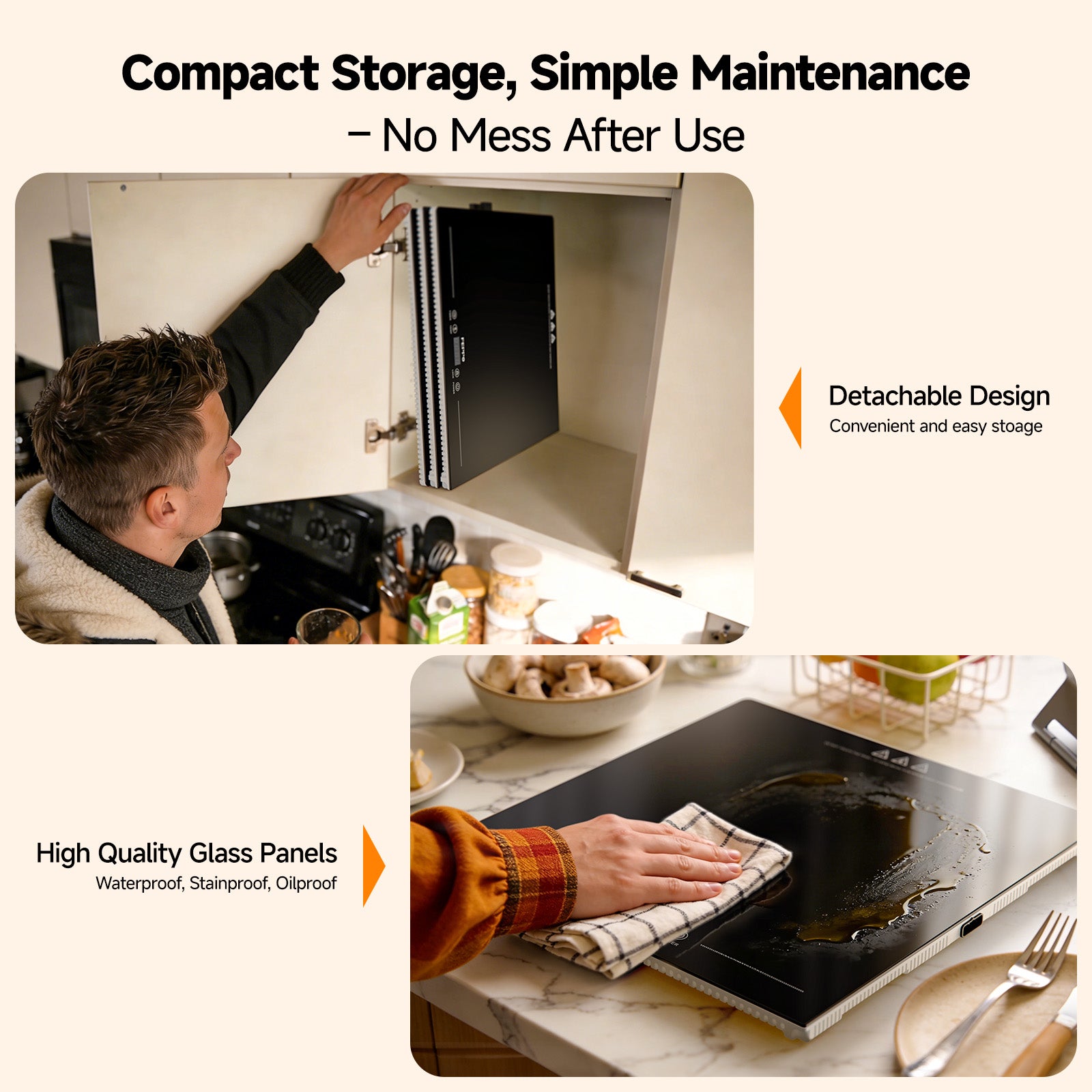 FEPPO Electric Food Warming Tray, Extra-Long 47"x15" 3-in-1 Expandable Modular Food Warmer with Independent Temp & Timer Control, Food Warming Mat for Parties & Buffet (Black)