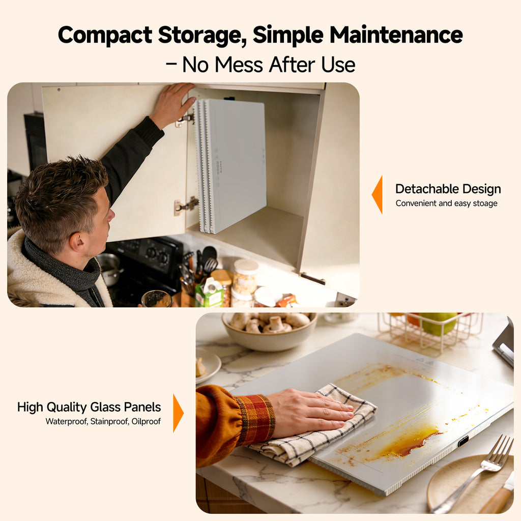 FEPPO Electric Food Warming Tray, Extra-Long 47"x15" 3-in-1 Expandable Modular Food Warmer with Independent Temp & Timer Control, Food Warming Mat for Parties & Buffet (White)