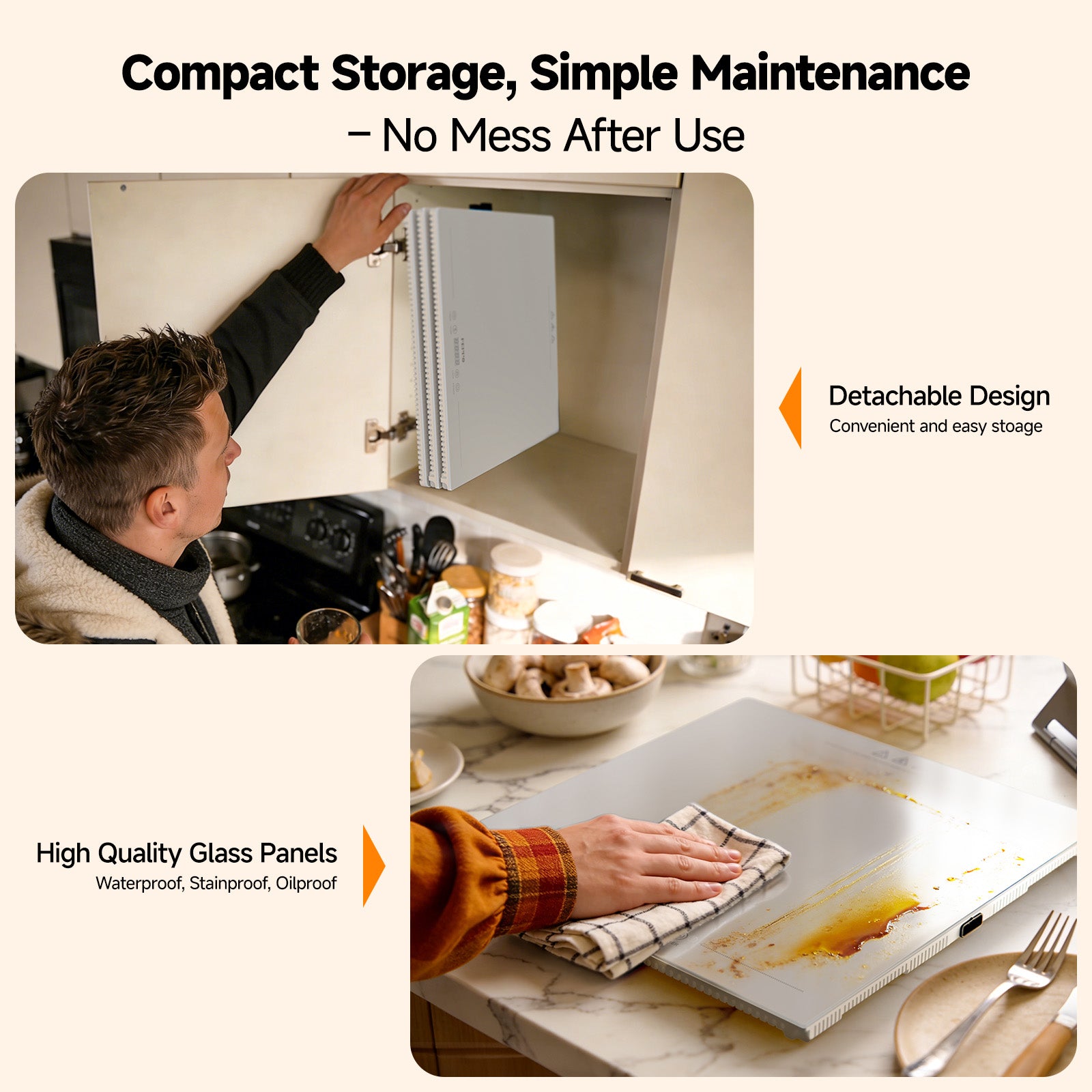 FEPPO Electric Food Warming Tray, Extra-Long 47"x15" 3-in-1 Expandable Modular Food Warmer with Independent Temp & Timer Control, Food Warming Mat for Parties & Buffet (White)