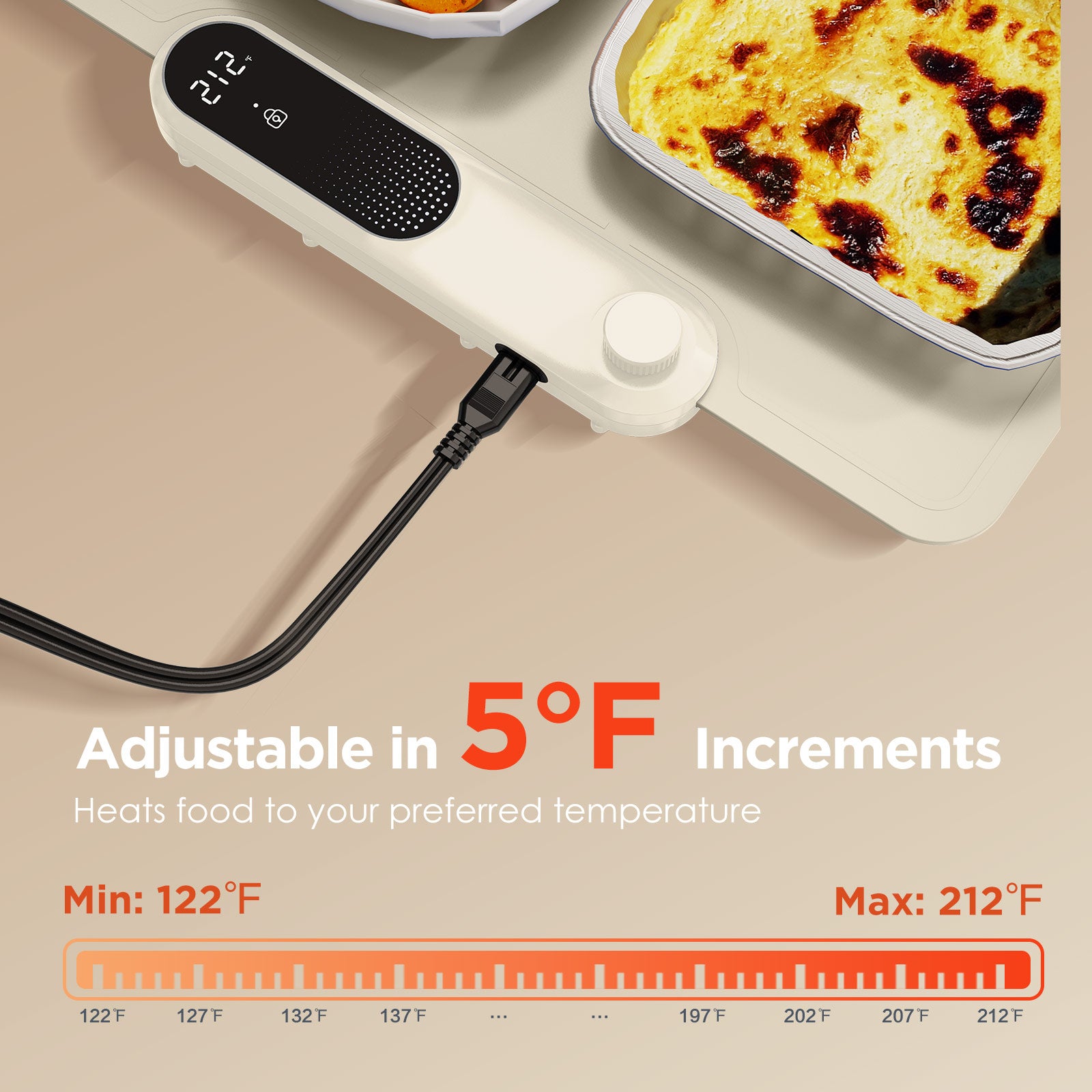 FEPPO Warming Mat for Food, (XXL 35”x16”) Electric Warming Tray with 19 Levels Adjustable Temperature and 6 Hours Timer, 500W Fast Heating, Rollable Large Food Warming Mat for Parties (White)