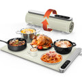 FEPPO Food Warming Mat, Warming Mat for Food with 6-Level Adjustable Temperature & 6-Hour Timer, Upgraded 500W Fast-Heating System, Roll-Up Food Warmer for Parties and Buffets (White)