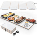 FEPPO Electric Food Warming Tray, 4-in-1 Modular Buffet Food Warmer with 10 Temp Settings & 6-Hour Timer, 33"x15" Glass Surface, Expandable Hot Plates for Parties & Catering (White)