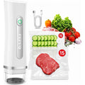 FEPPO Handheld Vacuum Sealer, Compact Vacuum Sealer for food with Visible Water Tank, 30 Reusable Bags Included, 6X Longer Freshness (White)