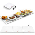 FEPPO Electric Food Warming Tray, Extra-Long 47" x 15", 3-in-1 Expandable Modular Warming Mat for Food with Independent Temperature & Timer Controls, Food Warming Mat for Parties & Buffets (White)