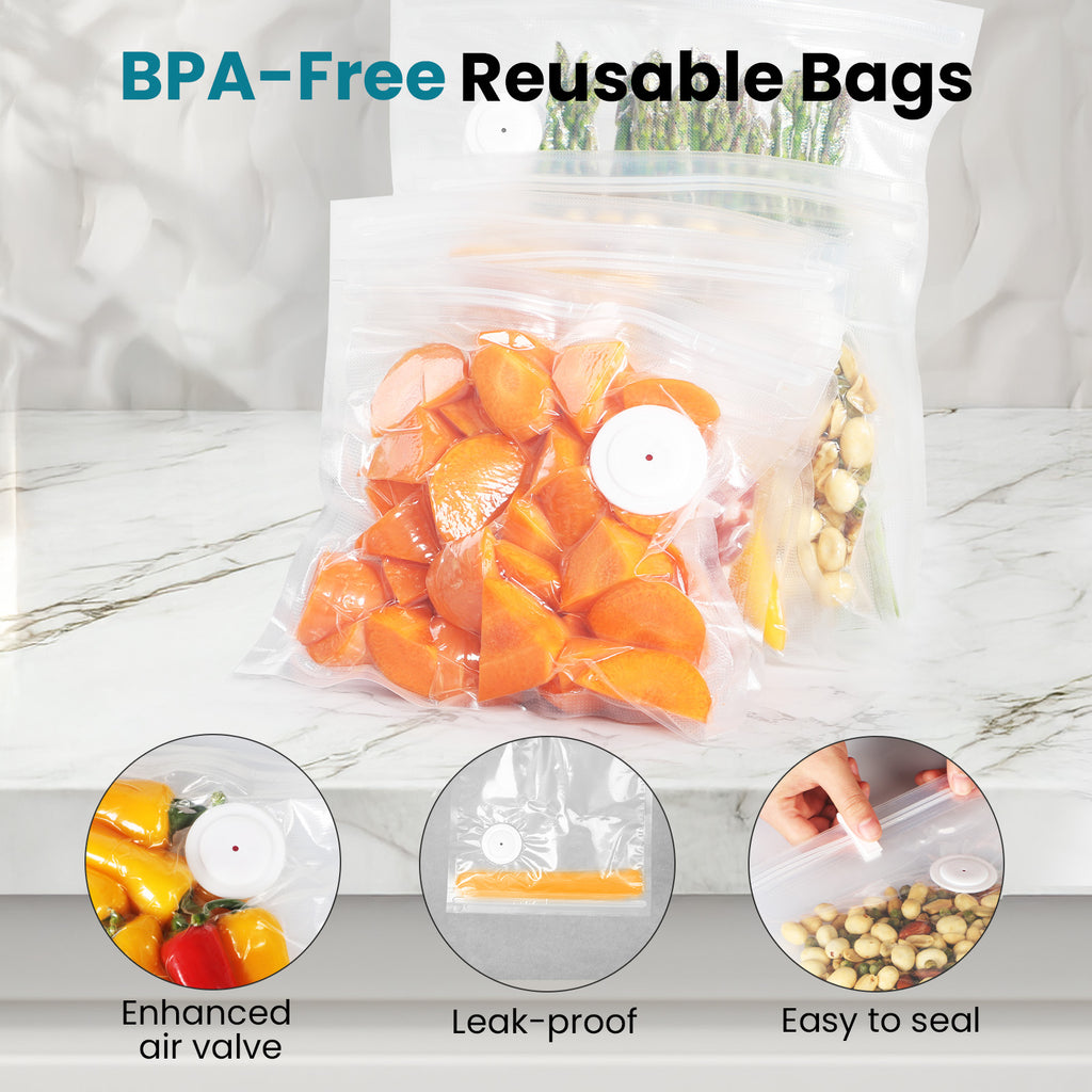 FEPPO Handheld Vacuum Sealer with Visible Water Tank, Compact Food Saver Machine with 30 Reusable Bags, Up to 6X Freshness Preservation