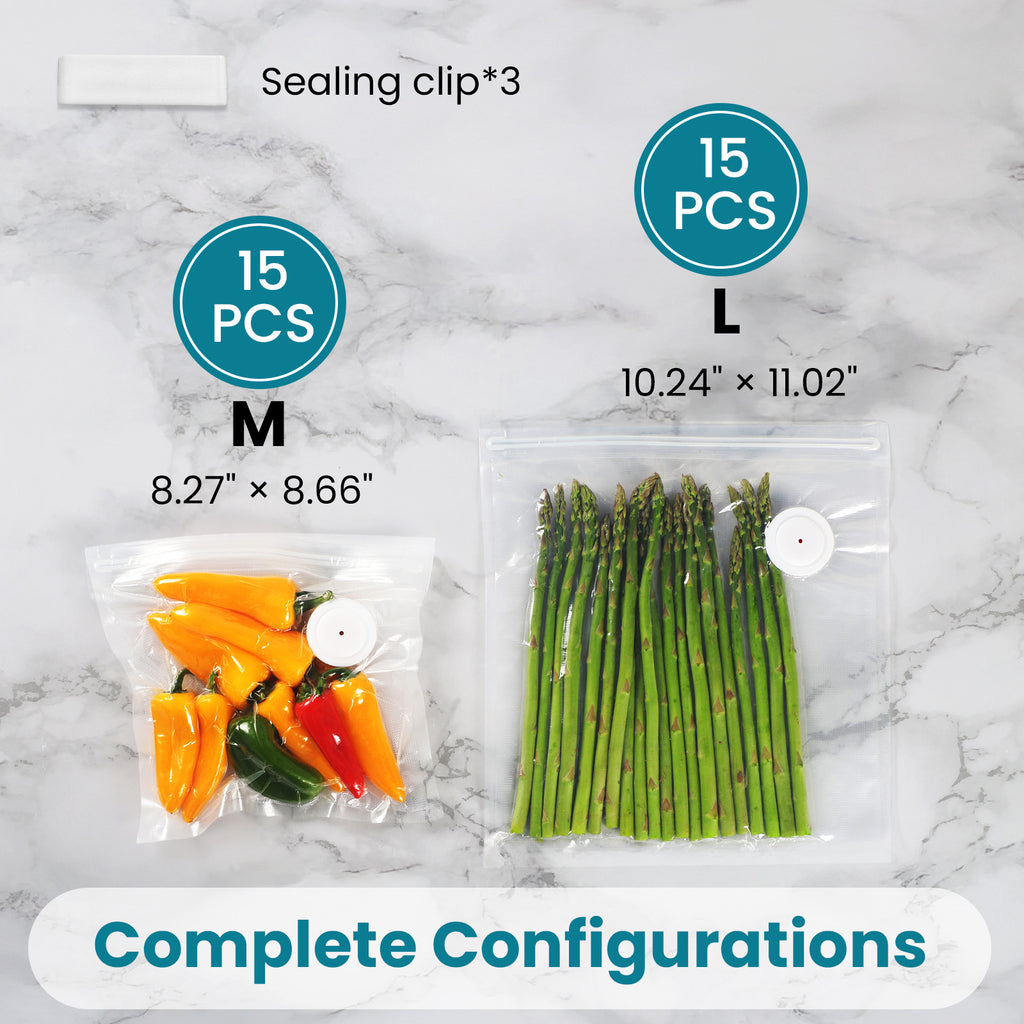 FEPPO Handheld Vacuum Sealer with Visible Water Tank, Compact Food Saver Machine with 30 Reusable Bags, Up to 6X Freshness Preservation