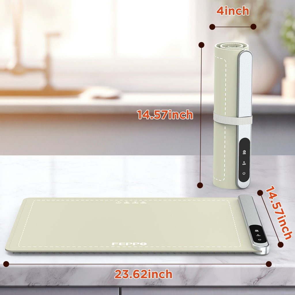 FEPPO Food Warming Mat, Warming Mat for Food with 6-Level Adjustable Temperature & 6-Hour Timer, Upgraded 500W Fast-Heating System, Roll-Up Food Warmer for Parties and Buffets (White)