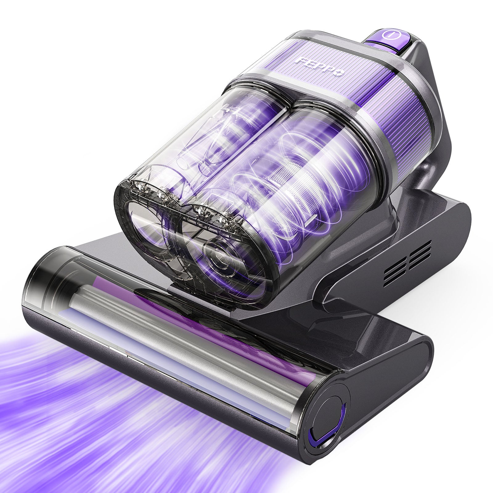 FEPPO Mattress Vacuum Cleaner, 16KPa Bed Vacuum Handheld with UV-C Light, 40,000 BPM High-Frequency Tapping, 140°F Hot Air, HEPA Filter for Mattress Sofa Crib (Black)