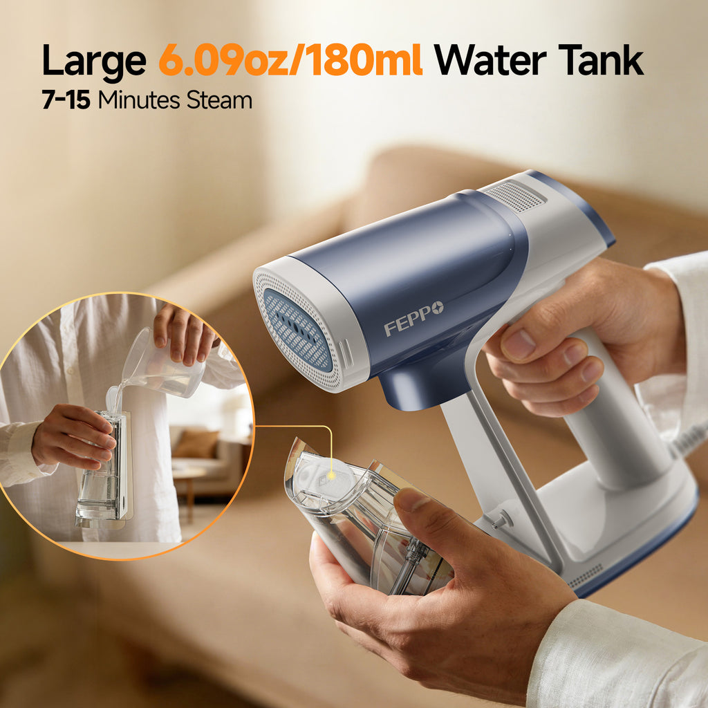 FEPPO 2-in-1 Vacuum Garment Steamer, Handheld Steam & Iron with LED Display, Adjustable Suction & Steam, One-Hand Use (110–120V)
