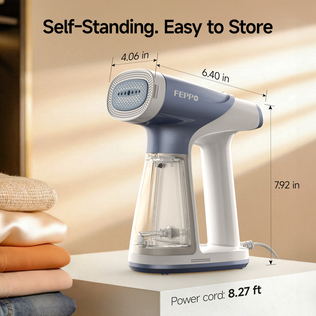 FEPPO 2-in-1 Vacuum Garment Steamer, Handheld Steam & Iron with LED Display, Adjustable Suction & Steam, One-Hand Use (110–120V)