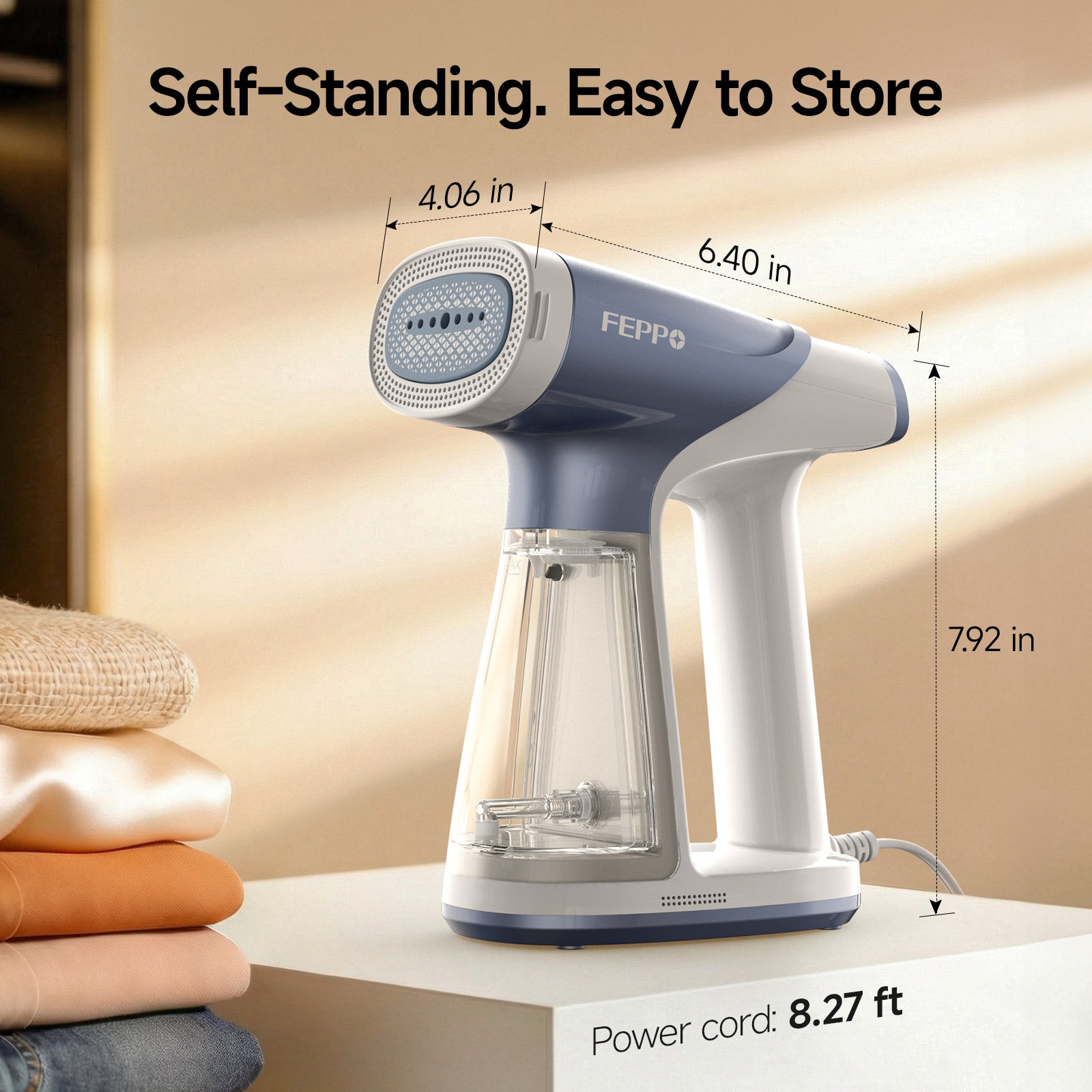 FEPPO 2-in-1 Vacuum Garment Steamer, Handheld Steam & Iron with LED Display, Adjustable Suction & Steam, One-Hand Use (110–120V)