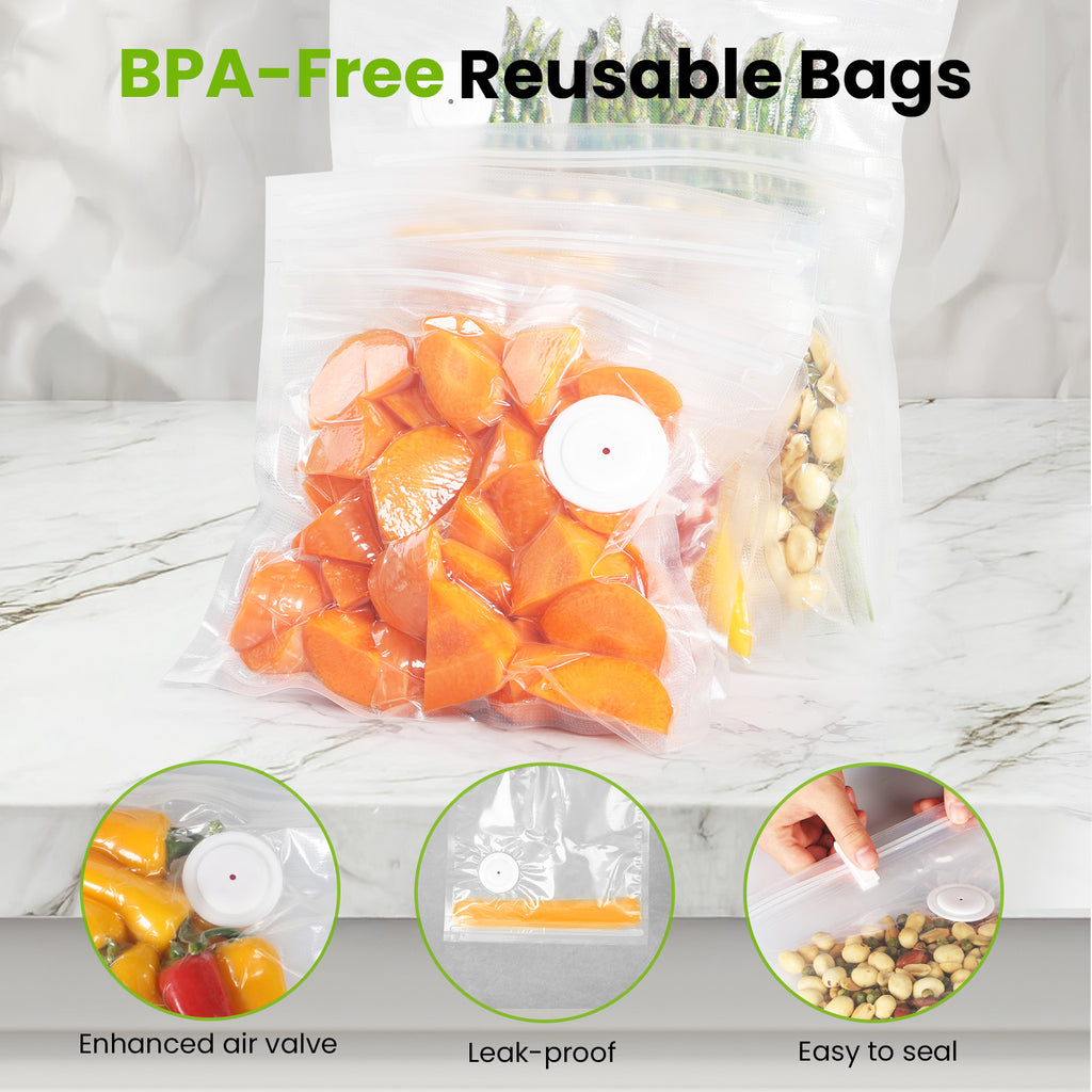 FEPPO Handheld Vacuum Sealer, Compact Vacuum Sealer for food with Visible Water Tank, 30 Reusable Bags Included, 6X Longer Freshness (White)